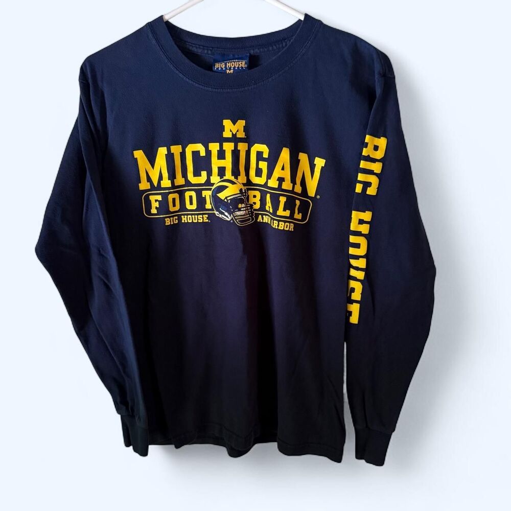 Big House Football Long Sleeve Shirt Men S Navy Blue Michigan Wolverines